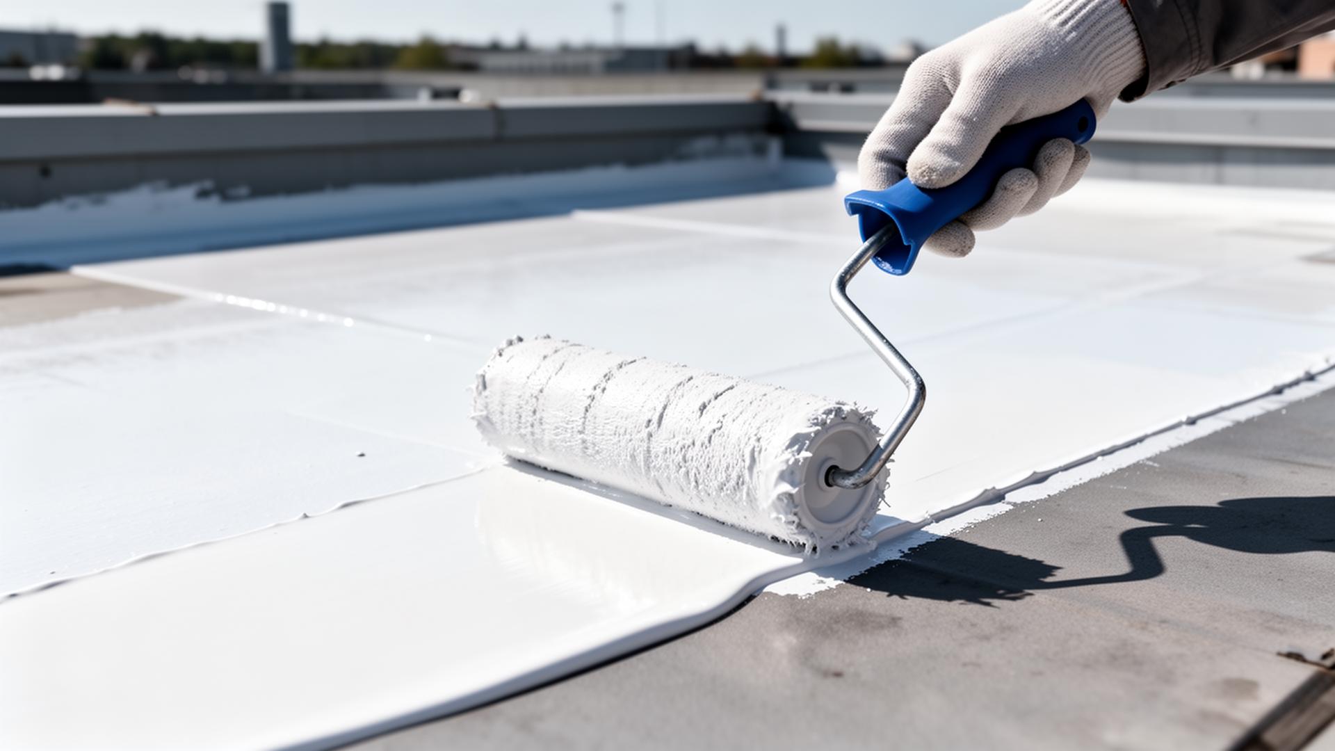 Hvid GE Enduris 3500 silikonemembran påført fladt tag med rulle